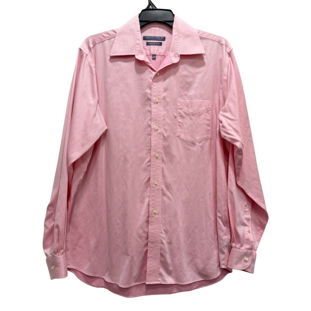 Forsyth Of Canada Mens 100% Cotton Pink Long Sleeve Button Down Shirt Size 36/37